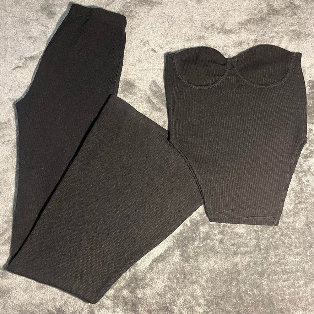 Fashion Nova Black Straight Leg Pants & Jumpsuit Set